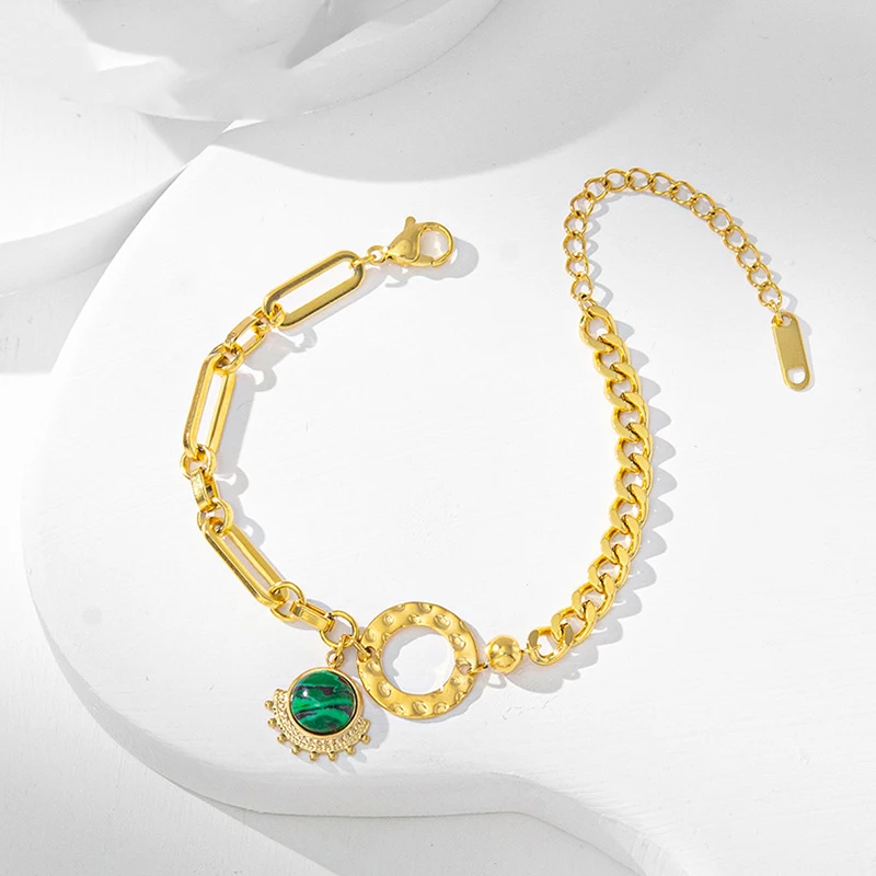 INS Exquisite Design Versatile Green Stone Bracelet for Women American Jewelry Stainless Steel Bracelet Charm Pulsera Mujer 2022
INS Exquisite Design Versatile Green Stone Bracelet for Women American Jewelry Stainless Steel Bracelet Charm Pulsera Mujer 2022