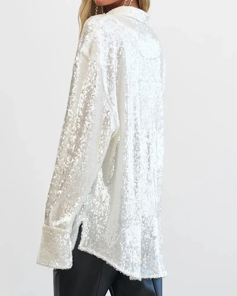Fashion Explosive Beaded Sequin Shirt Loose Long-sleeved Party Tops Spring Autumn New Temperament Casual Sexy Shirts
Fashion Explosive Beaded Sequin Shirt Loose Long-sleeved Party Tops Spring Autumn New Temperament Casual Sexy Shirts