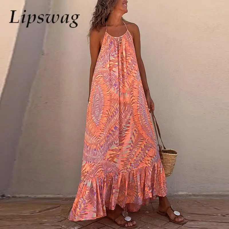 Женское длинное платье с кисточками, элегантное пляжное платье без рукавов с открытой спиной и лямкой на шее, повседневное свободное модное платье с оборками
Женское длинное платье с кисточками, элегантное пляжное платье без рукавов с открытой спиной и лямкой на шее, повседневное свободное модное платье с оборками