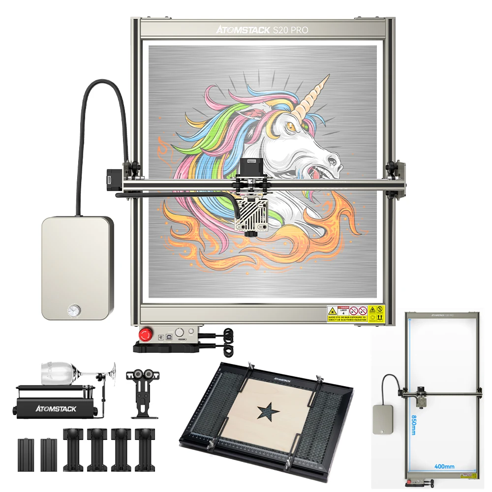 ATOMSTACK X20 S20 Pro130W Laser Engraver Machine DIY Tool CNC APP Control Laser Metal Wood Engraving Cutting Built-in Air Assist
ATOMSTACK X20 S20 Pro130W Laser Engraver Machine DIY Tool CNC APP Control Laser Metal Wood Engraving Cutting Built-in Air Assist