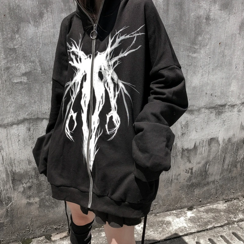 2022 Gothic Oversized Hoodies Autumn Long Sleeve Zip-up Sweatshirt Jacket Coat E-girl Punk Style Hip Hop Grunge Couple Clothing
2022 Gothic Oversized Hoodies Autumn Long Sleeve Zip-up Sweatshirt Jacket Coat E-girl Punk Style Hip Hop Grunge Couple Clothing