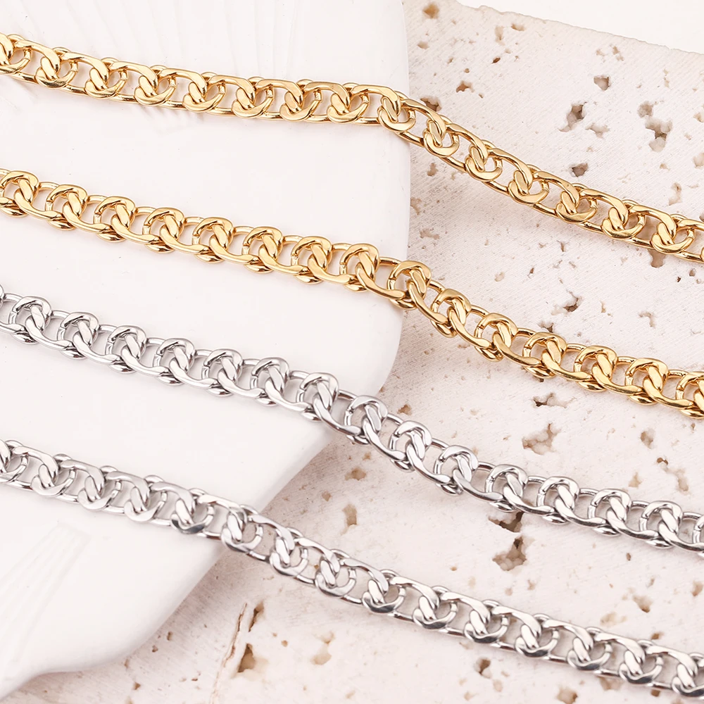 1Meter 5mm width Gold-Plate Stainless Steel Flat Chain Roll NK 1:1 Cuban Chains for Bracelet DIY Necklace Anklet Jewelry Making
1Meter 5mm width Gold-Plate Stainless Steel Flat Chain Roll NK 1:1 Cuban Chains for Bracelet DIY Necklace Anklet Jewelry Making