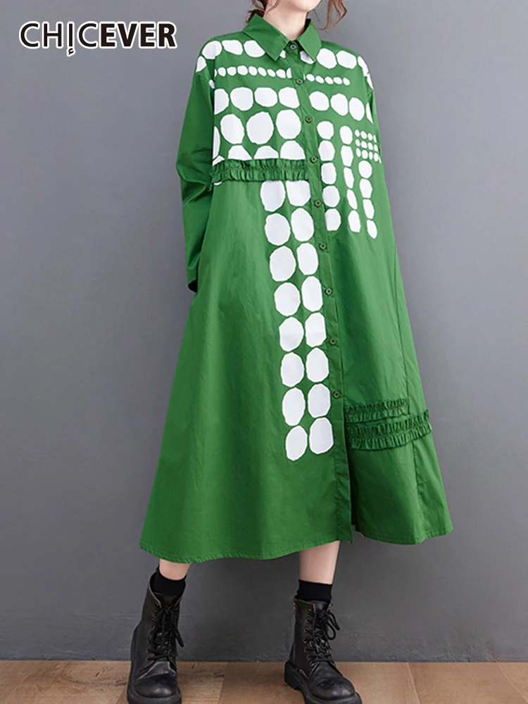 CHICEVER Print Dress For Women Lapel Long Sleeve Button Loose Straight Pullover Midi Dresses Female 2022 Spring Fashion Clothing 
CHICEVER Print Dress For Women Lapel Long Sleeve Button Loose Straight Pullover Midi Dresses Female 2022 Spring Fashion Clothing