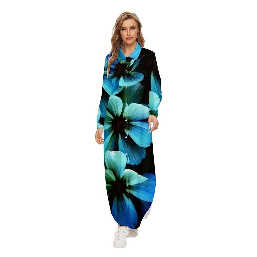 Women's Lapel Shirts Long Loose Casual Two Tone Gradient Floral Print Pattern Summer Fashion Ladies Dresses
Women's Lapel Shirts Long Loose Casual Two Tone Gradient Floral Print Pattern Summer Fashion Ladies Dresses