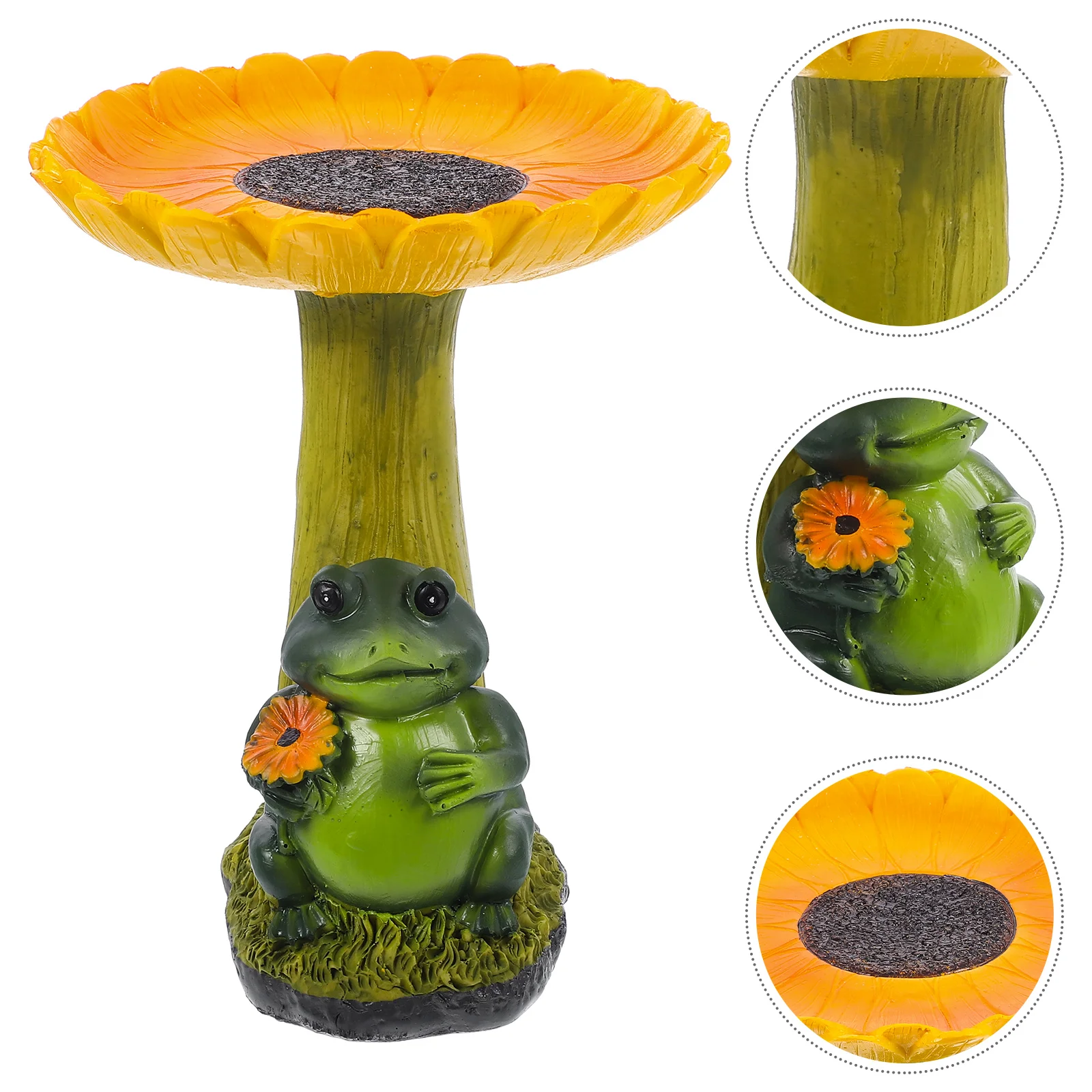 Garden Decorative Bird Bath Sunflower Frog Figurine Bird Bath Outdoor Bird Feeder Tray Garden Resin Decor
Garden Decorative Bird Bath Sunflower Frog Figurine Bird Bath Outdoor Bird Feeder Tray Garden Resin Decor
