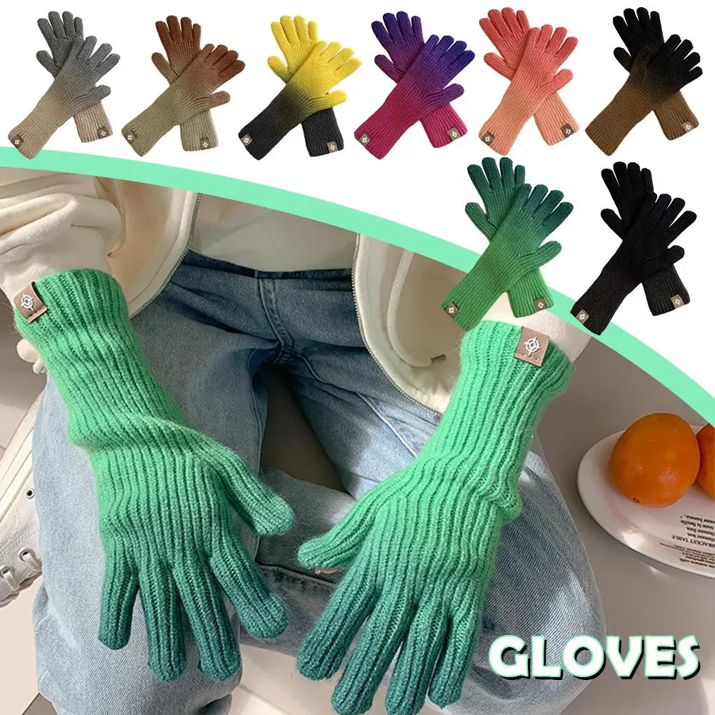 Fashion Knitted Warm Gloves Women Korean Style Autumn Winter Screen Raindow Fingered Gloves Female Gradient
Fashion Knitted Warm Gloves Women Korean Style Autumn Winter Screen Raindow Fingered Gloves Female Gradient
