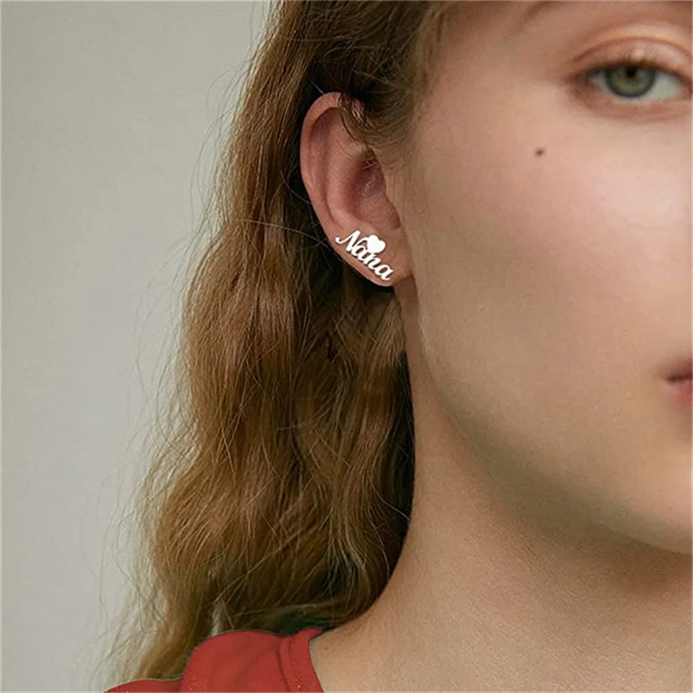 New Custom Name Earrings With Heart Stainless Steel Gold Plated Stud Earrings Personalized Customized Memorial Jewelry For Women
New Custom Name Earrings With Heart Stainless Steel Gold Plated Stud Earrings Personalized Customized Memorial Jewelry For Women