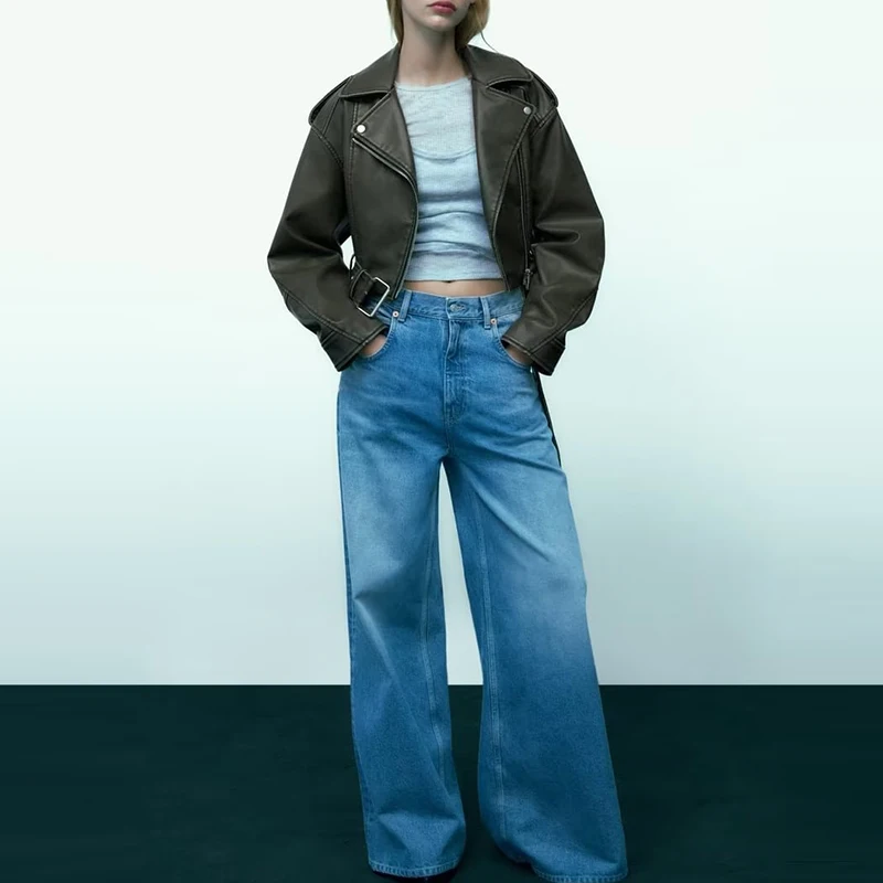 Women's Bomber Jacket 2023 Spring Faux Leather Jackets Coat Long Sleeve With Belt Casual New In Outerwears Chic Top
Women's Bomber Jacket 2023 Spring Faux Leather Jackets Coat Long Sleeve With Belt Casual New In Outerwears Chic Top