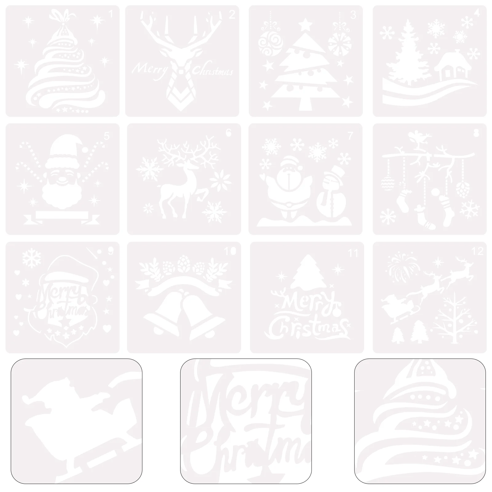 12Pcs Nice Prime Hollow-out Painting Stencils Xmas Painting Templates for Friends
12Pcs Nice Prime Hollow-out Painting Stencils Xmas Painting Templates for Friends