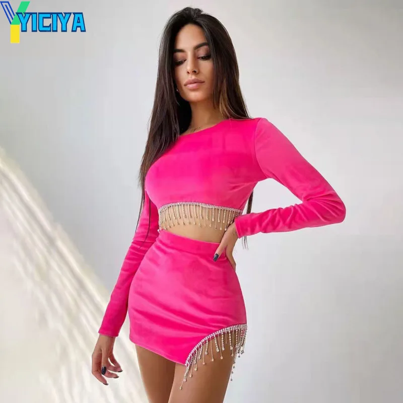 YICIYA Summer Women's Pink Sexy Beading Backless Short Top Skirt Fashion Women Clothing Two Piece Set Party Outfits For 2022
YICIYA Summer Women's Pink Sexy Beading Backless Short Top Skirt Fashion Women Clothing Two Piece Set Party Outfits For 2022