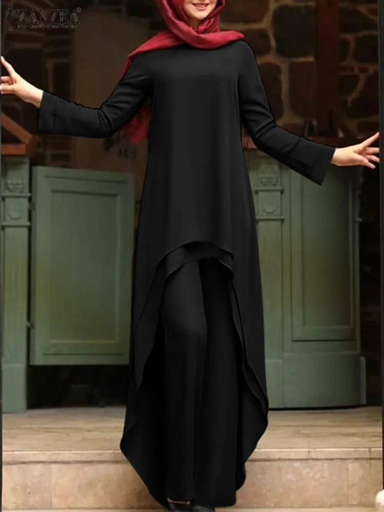 ZANZEA Fashion Muslim Matching Sets 2PCS Party Loose Sets Double Layer Asymmetrical Tops Long Pants Sets Vintage Solid Islamic
ZANZEA Fashion Muslim Matching Sets 2PCS Party Loose Sets Double Layer Asymmetrical Tops Long Pants Sets Vintage Solid Islamic