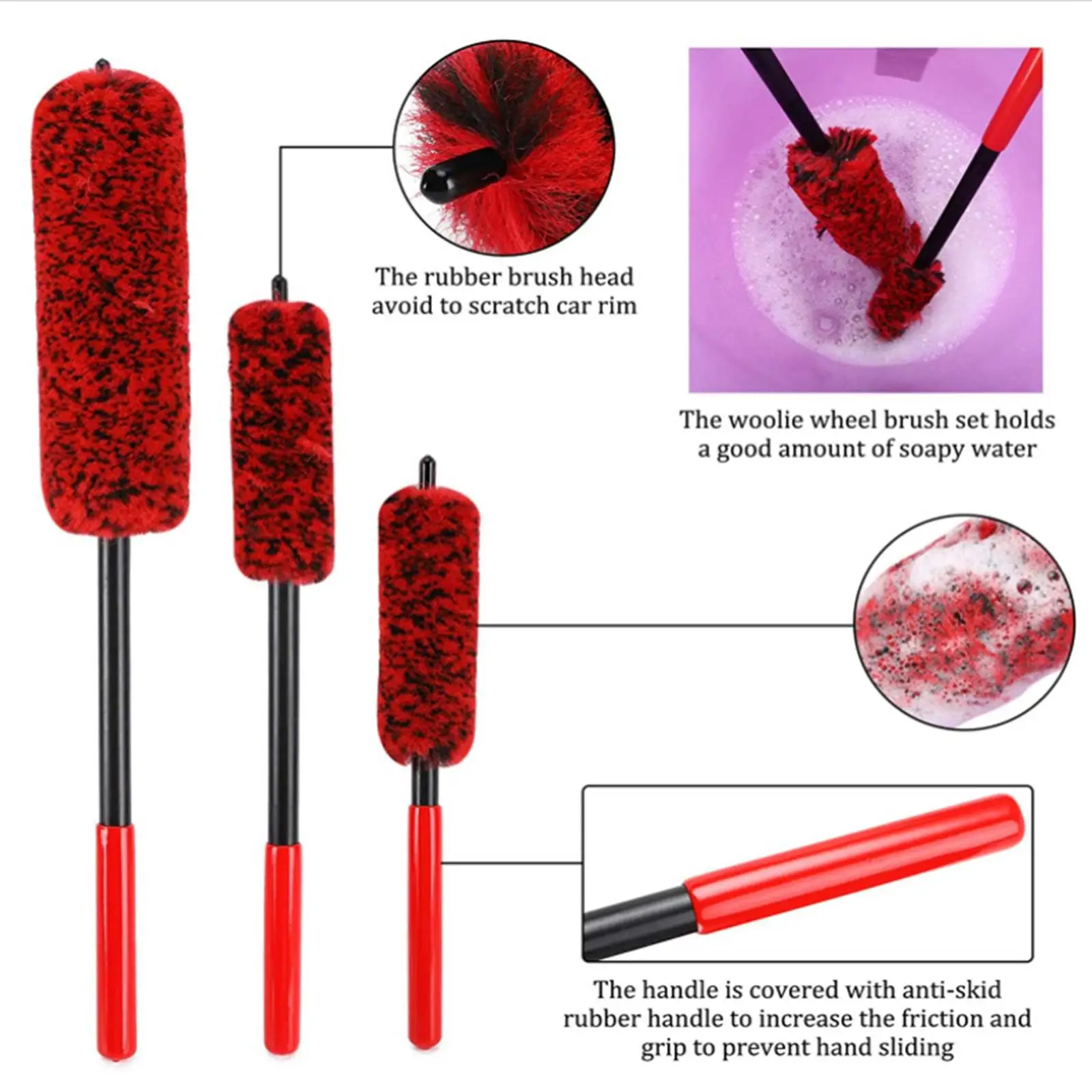 3 Pieces Car Wheel Brush Reusable Portable Professional Tire Detailing Brush for Spokes
3 Pieces Car Wheel Brush Reusable Portable Professional Tire Detailing Brush for Spokes