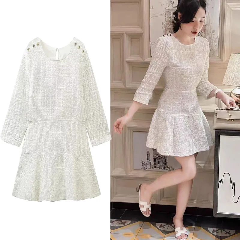TRAF Woman's White Texture Mini Dress Vintage Round Neck Long Sleeves Dresses 2024 Autumn Winter Elegant Female Short Dresses
TRAF Woman's White Texture Mini Dress Vintage Round Neck Long Sleeves Dresses 2024 Autumn Winter Elegant Female Short Dresses