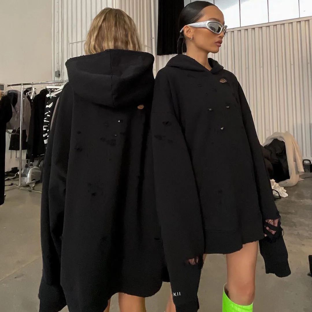 Harajuku Hoodies for Women Long Sleeved Women's New Torn Hooded Hoodies Fashion Commuter Sweatshirt 
Harajuku Hoodies for Women Long Sleeved Women's New Torn Hooded Hoodies Fashion Commuter Sweatshirt