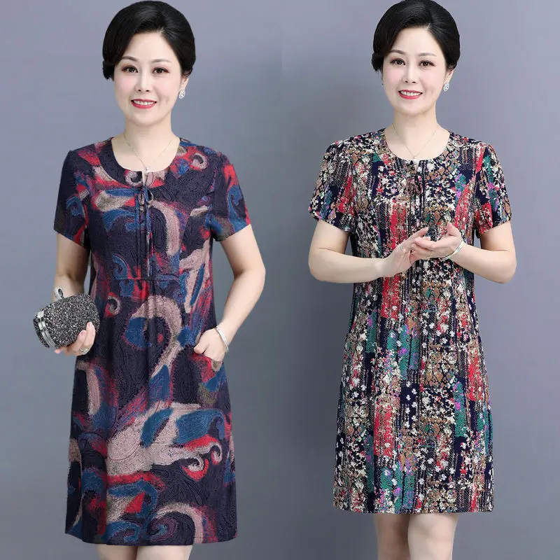 2022 Summer New Middle Aged Women Large Size Midi Dresses Mother Short Sleeve Print Floral Casual Loose Dress Vestidos O20
2022 Summer New Middle Aged Women Large Size Midi Dresses Mother Short Sleeve Print Floral Casual Loose Dress Vestidos O20
