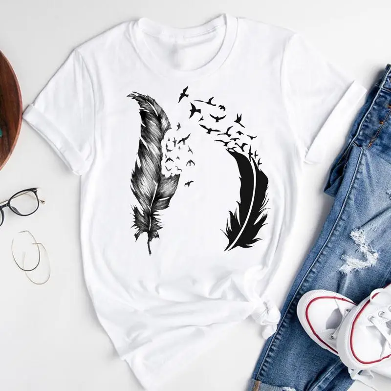 Women Sweet Cartoon 2021 Feather 90s Cute Ladies Short Sleeve Summer Fashion Print Lovely Clothes Tops Tees Tshirt T-Shirt
Women Sweet Cartoon 2021 Feather 90s Cute Ladies Short Sleeve Summer Fashion Print Lovely Clothes Tops Tees Tshirt T-Shirt