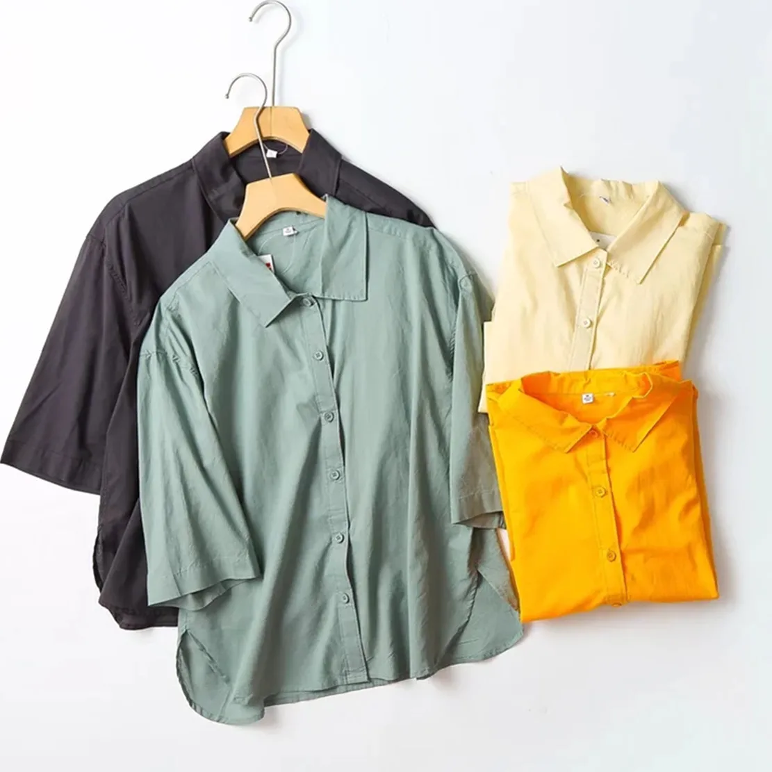 Wuthered 2022 Summer England Style Fashion Simple Multicolor Half Sleeve Pure Color Casual Shirt Loose Blouse Women Tops
Wuthered 2022 Summer England Style Fashion Simple Multicolor Half Sleeve Pure Color Casual Shirt Loose Blouse Women Tops
