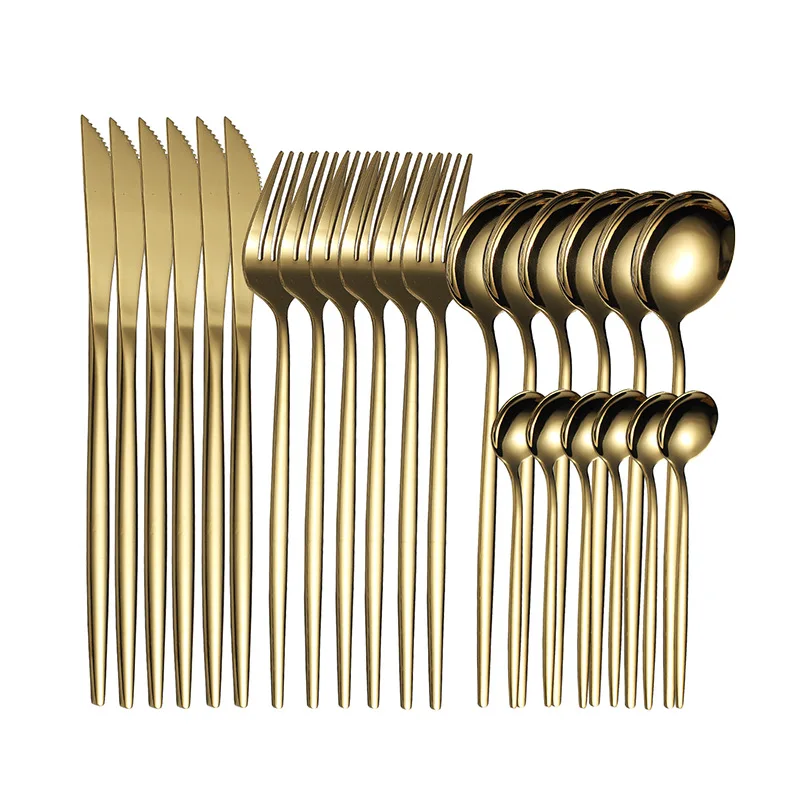24pcs Gold Dinnerware Set Stainless Steel Cutlery Set Knife Forks Spoons Silverware Set Flatware Set Kitchen Tableware Set
24pcs Gold Dinnerware Set Stainless Steel Cutlery Set Knife Forks Spoons Silverware Set Flatware Set Kitchen Tableware Set