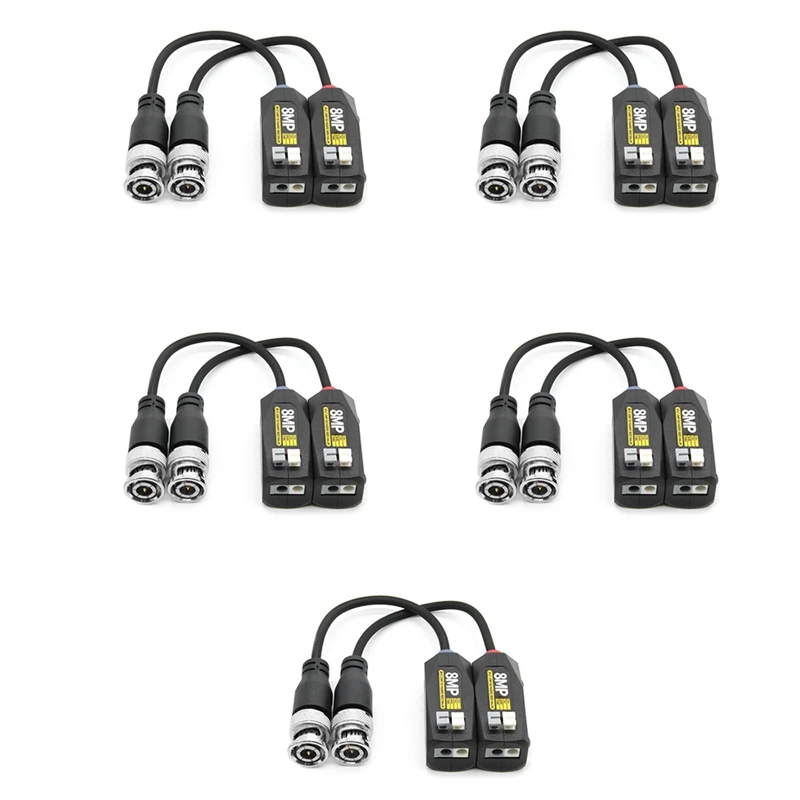 5 Pairs 4K Passive CCTV 8MP Video Balun HD-CVI/TVI/AHD Transmission By UTP Balun For Surveillance Cameras
5 Pairs 4K Passive CCTV 8MP Video Balun HD-CVI/TVI/AHD Transmission By UTP Balun For Surveillance Cameras