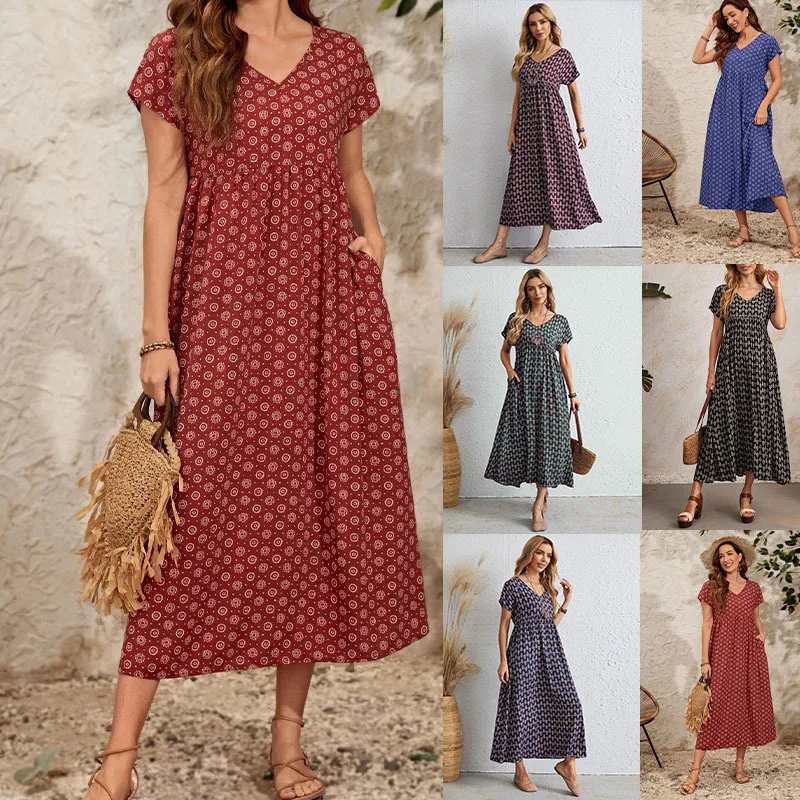Women Fashion 2023 Summer Bohemian Elegant Casual Short Sleeve Long Beach Dress
Women Fashion 2023 Summer Bohemian Elegant Casual Short Sleeve Long Beach Dress