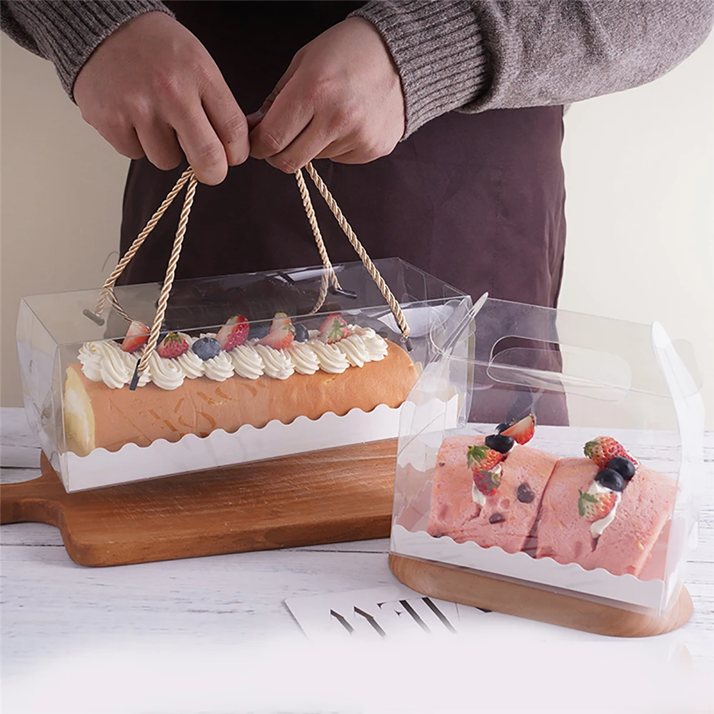10pcs/set Portable Transparent Cake Roll Packaging Box West Point Packaging Box with Handle Cupcake Gift Box Roll Long
10pcs/set Portable Transparent Cake Roll Packaging Box West Point Packaging Box with Handle Cupcake Gift Box Roll Long