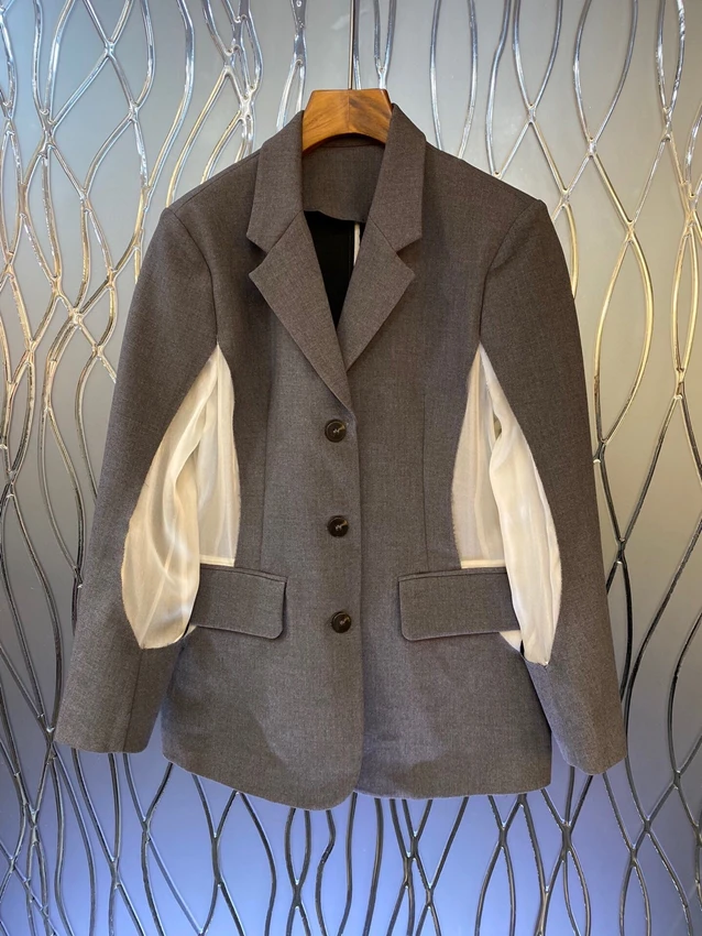 2022 new women fashion high quality long sleeve lapels symmetrical color matching stitching decorative suit top 910
2022 new women fashion high quality long sleeve lapels symmetrical color matching stitching decorative suit top 910