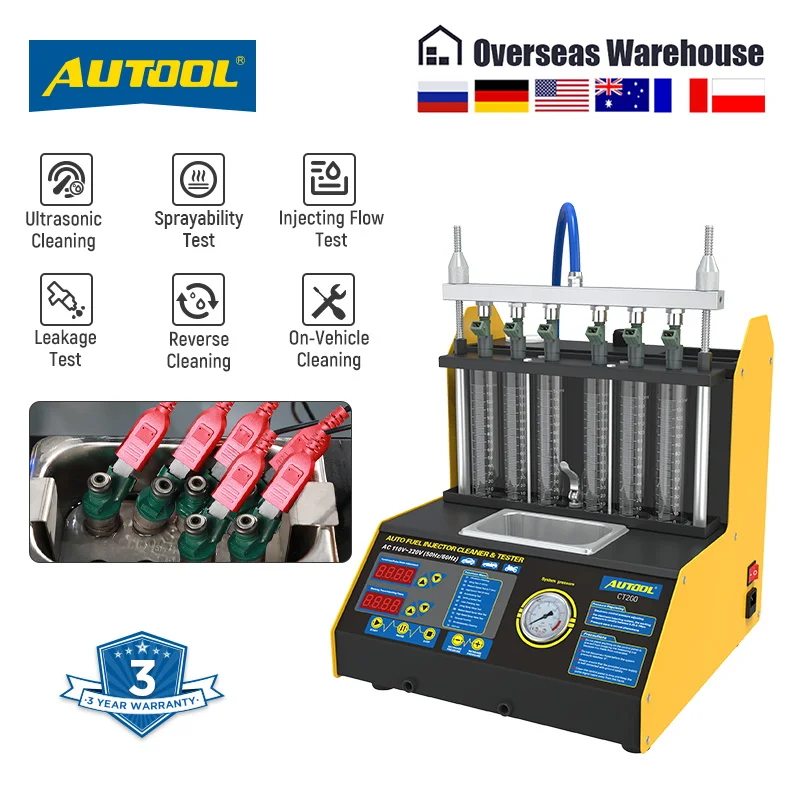 AUTOOL CT200 Car Gasonline Nozzle Cleaner Fuel Injectors Car Motorcycle Auto Ultrasonic Injector Cleaning Tester Machine
AUTOOL CT200 Car Gasonline Nozzle Cleaner Fuel Injectors Car Motorcycle Auto Ultrasonic Injector Cleaning Tester Machine