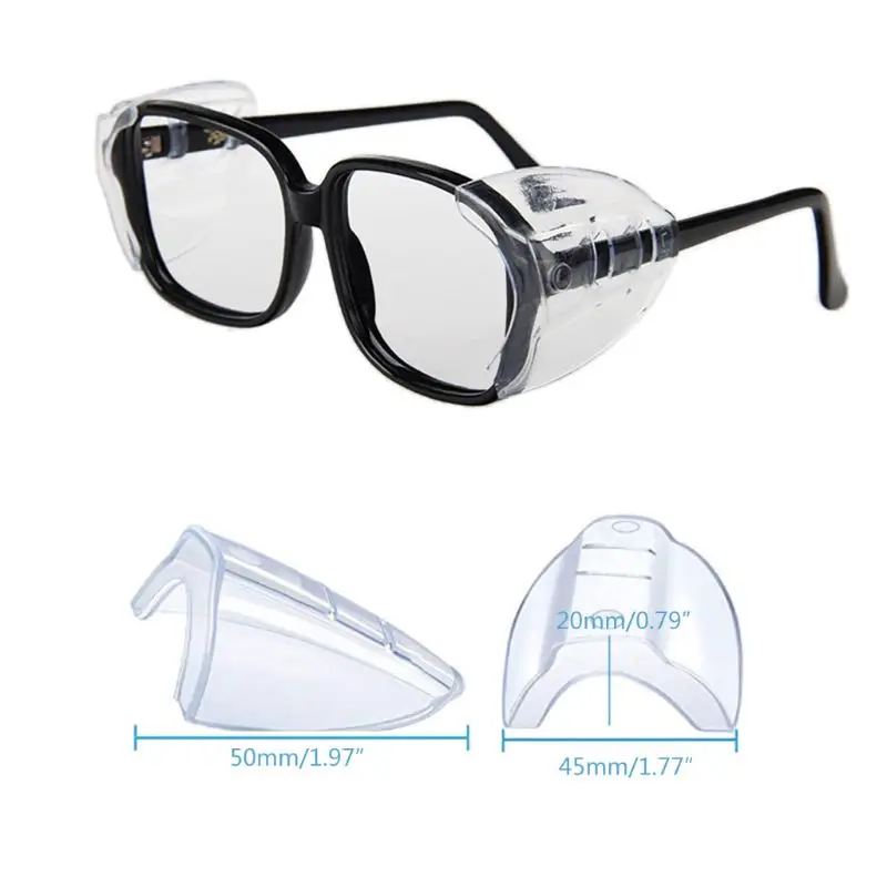 

6 Pairs Splash Proof Safety Eye Glasses Side Shields Clear Flexible Slip On Protective Shield Fits All Size Eyeglasses