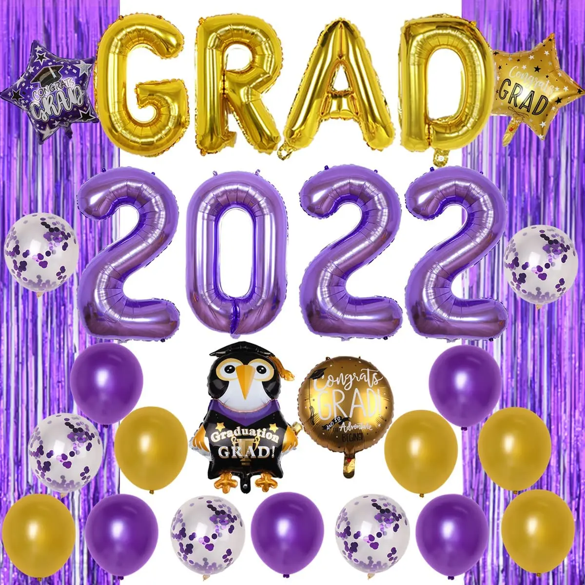 KREATWOW 2022 Graduation Decoration Purple and Gold Numbers 2022 Graduation Foil Balloons Banner Graduation Party Supplies
KREATWOW 2022 Graduation Decoration Purple and Gold Numbers 2022 Graduation Foil Balloons Banner Graduation Party Supplies