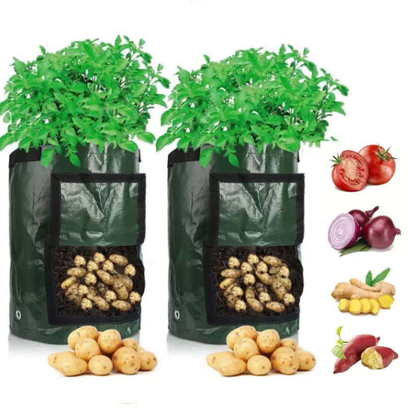 

Выращивание картофеля Bag, полиэтиленовый пакет для овощей, лука, растений с ручкой, утолщенный садовый мешок для выращивания моркови, таро, а...