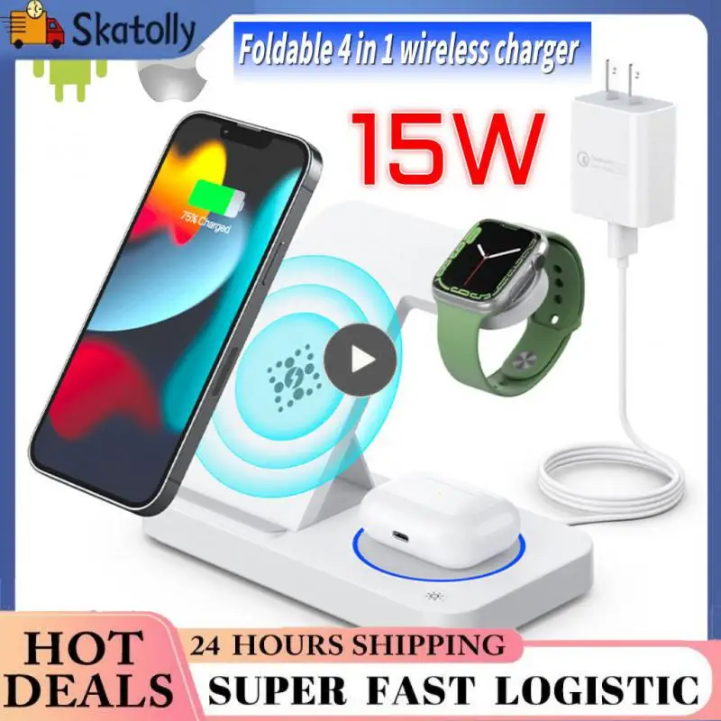 Portable Induction Charging Pad Folding 15w Fast Wireless Charger Stand Fireproof 4 In 1 For Iphone Mini Iwatch 7 6 Earphone
Portable Induction Charging Pad Folding 15w Fast Wireless Charger Stand Fireproof 4 In 1 For Iphone Mini Iwatch 7 6 Earphone