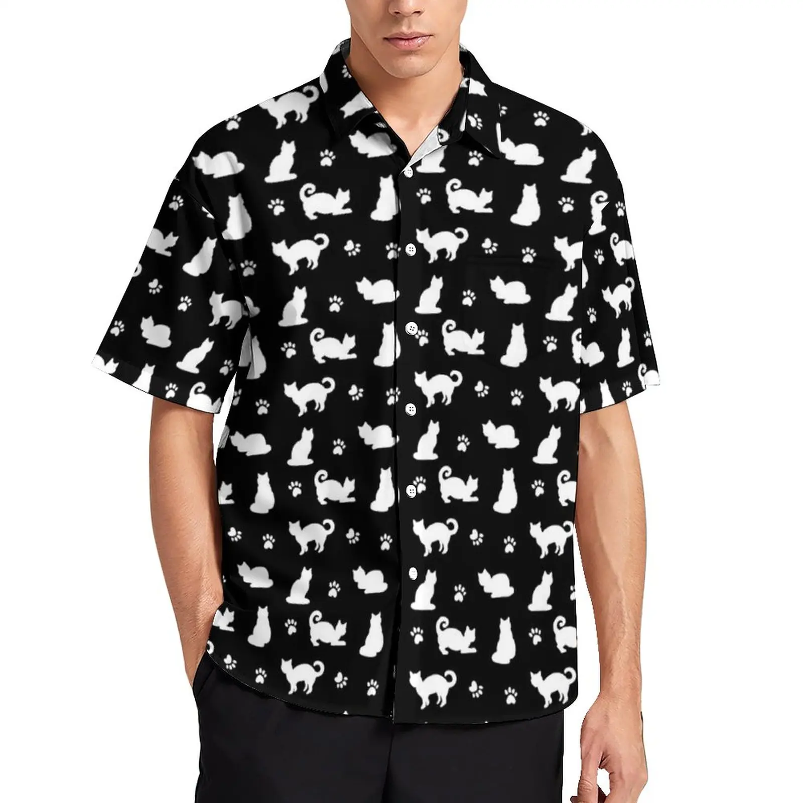Black Cat Casual Shirts Paw Prints Pattern Beach Shirt Short-Sleeve Trendy Blouses Mens Large Size
Black Cat Casual Shirts Paw Prints Pattern Beach Shirt Short-Sleeve Trendy Blouses Mens Large Size