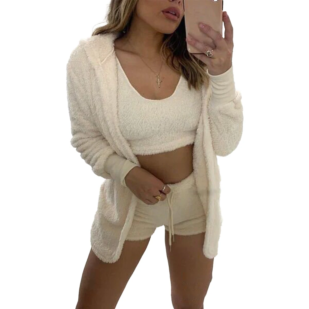 Sexy Women Lingerie Set Fleece Fluffy Fur Coat Hight Cut Top Short Pants 3Pcs Keep Warm Pyjamas Set Solid Elastic Lounge Wear
Sexy Women Lingerie Set Fleece Fluffy Fur Coat Hight Cut Top Short Pants 3Pcs Keep Warm Pyjamas Set Solid Elastic Lounge Wear