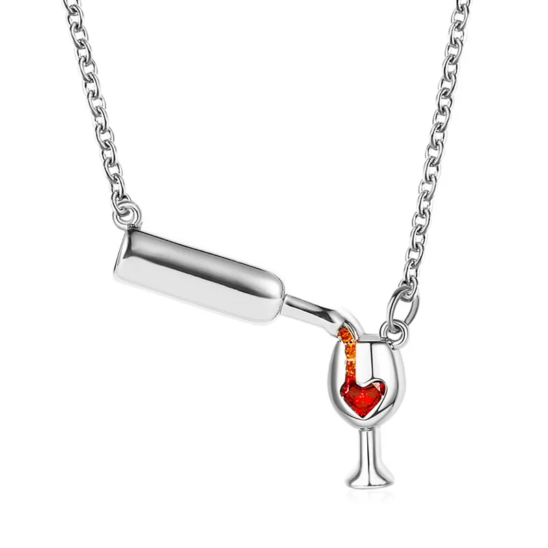 Heart Shape Wine Bottle Inlaid Diamond Pendant Necklace For Women Dainty Wine Bottle Choker Punk Goblet Sad Emo Collarbone Chain
Heart Shape Wine Bottle Inlaid Diamond Pendant Necklace For Women Dainty Wine Bottle Choker Punk Goblet Sad Emo Collarbone Chain
