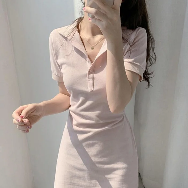 Fashion Lapel Tie Waist Sexy Casual Short-sleeved Dress T-shirt Female 2021 New Summer Pink Mini Short Skirtvestidos De Mujer
Fashion Lapel Tie Waist Sexy Casual Short-sleeved Dress T-shirt Female 2021 New Summer Pink Mini Short Skirtvestidos De Mujer
