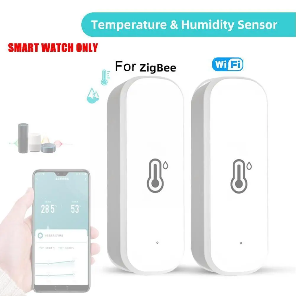 Датчик влажности и температуры Tuya Zigbee, Wi-Fi термометр с поддержкой Alexa, совместим с U8b8
Датчик влажности и температуры Tuya Zigbee, Wi-Fi термометр с поддержкой Alexa, совместим с U8b8