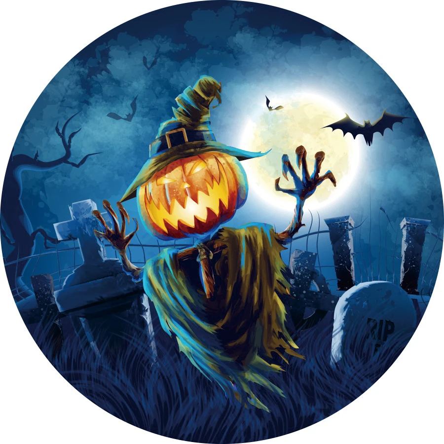 Laeacco Horror Halloween Round Photography Backdrop Gloomy Moonlight Pumpkin Scarecrow Graveyard Kids Adult Photoshoot Backdrop
Laeacco Horror Halloween Round Photography Backdrop Gloomy Moonlight Pumpkin Scarecrow Graveyard Kids Adult Photoshoot Backdrop