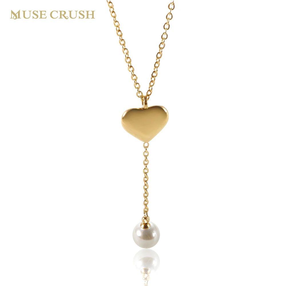 Muse Crush Heart Love Pendant Y Shape Necklace Stainless Steel Thin Chain Pearl Choker Necklaces for Women Wedding Jewelry
Muse Crush Heart Love Pendant Y Shape Necklace Stainless Steel Thin Chain Pearl Choker Necklaces for Women Wedding Jewelry