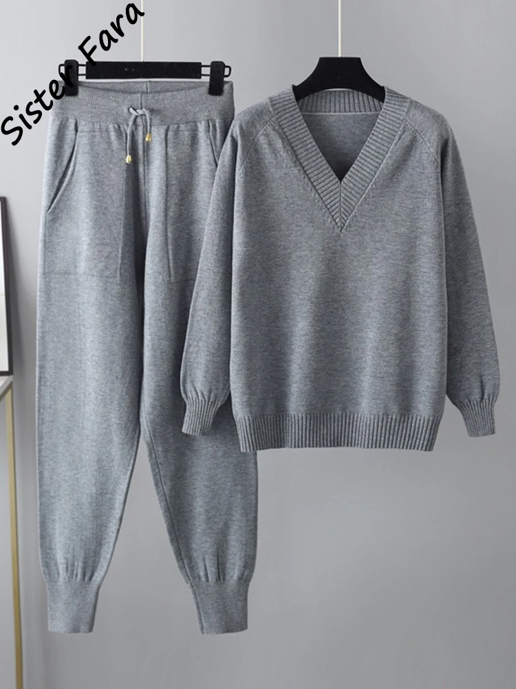 Sister Fara Winter Knitted 2 Pieces Set Women Drawstring Knit Harem Pants Autumn Sweater V-Neck Pullover Sweater Two Piece Sets
Sister Fara Winter Knitted 2 Pieces Set Women Drawstring Knit Harem Pants Autumn Sweater V-Neck Pullover Sweater Two Piece Sets