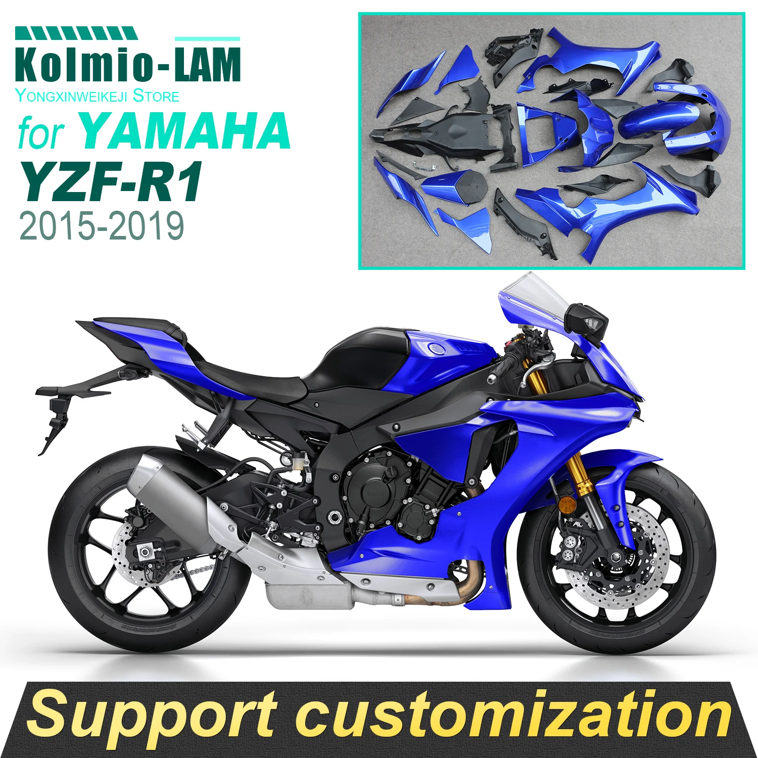 Motorcycle Fairing Kit For YAMAHA YFZ R1 YFZ-R1 2015 - 2019 Body Complete YZF1000 Bodywork Full Panel ABS Plastic set
Motorcycle Fairing Kit For YAMAHA YFZ R1 YFZ-R1 2015 - 2019 Body Complete YZF1000 Bodywork Full Panel ABS Plastic set