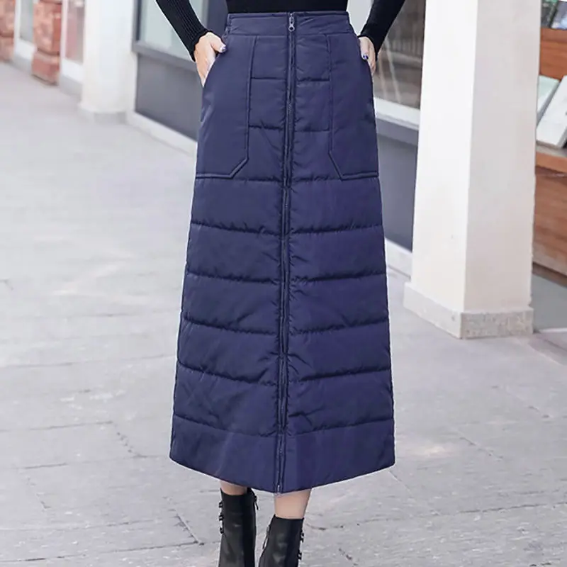 Autumn Winter New Women Down Cotton Skirt Design Sense Large Pocket Zipper Long Thickening Warm Slim Large Size Black Long Skirt
Autumn Winter New Women Down Cotton Skirt Design Sense Large Pocket Zipper Long Thickening Warm Slim Large Size Black Long Skirt