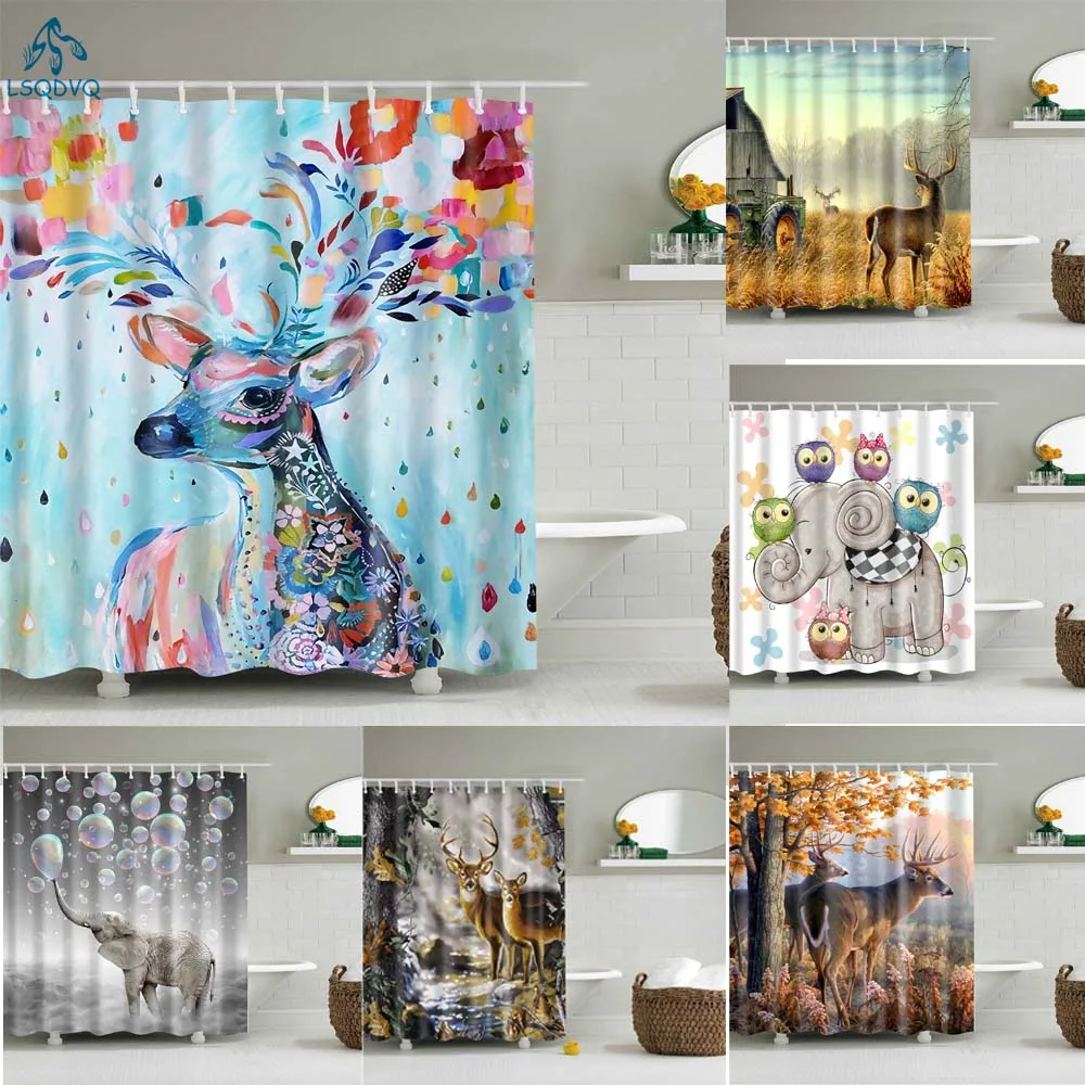Cute Animal Deer Elephant Wolf Cat Dog Shower Curtain Bathroom Curtain Fabric Waterproof Polyester Shower Curtain Send Hook
Cute Animal Deer Elephant Wolf Cat Dog Shower Curtain Bathroom Curtain Fabric Waterproof Polyester Shower Curtain Send Hook