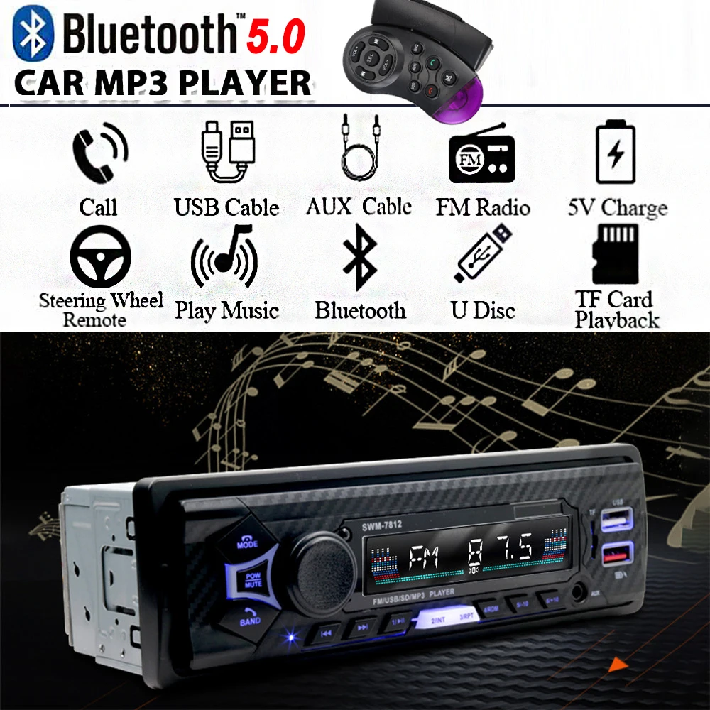 12V 1 Din Stereo MP3 Player Car Bluetooth FM Radio Handsfree Kit AUX/USB/TF Card Playing In Dash With Steering Wheel Controller
12V 1 Din Stereo MP3 Player Car Bluetooth FM Radio Handsfree Kit AUX/USB/TF Card Playing In Dash With Steering Wheel Controller