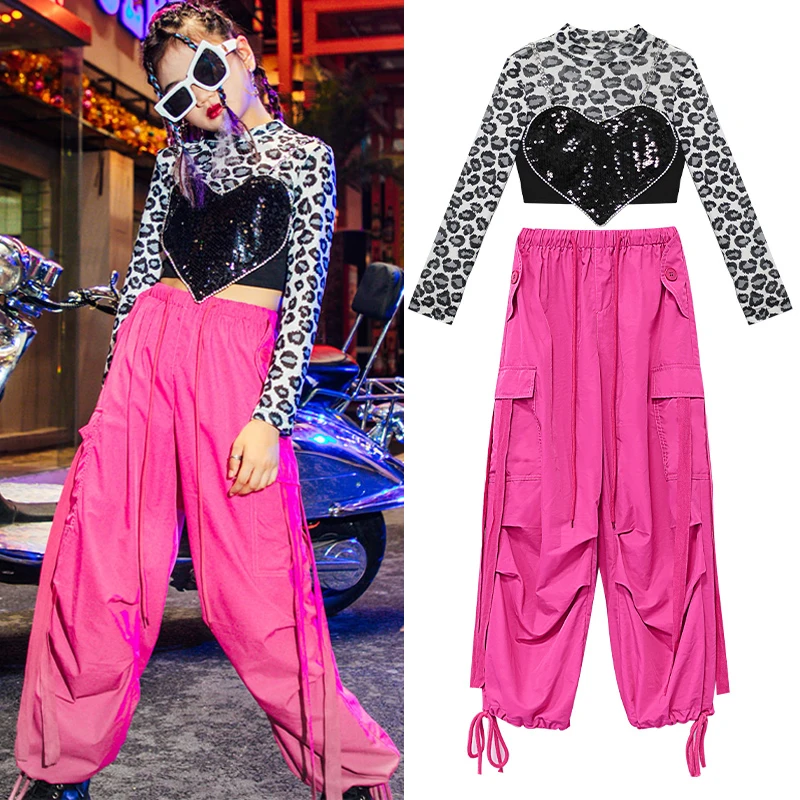 Black Love Sequins Vest Leopard Tops Cargo Pants For Girls Group Dance Costume Jazz Outfit Kid Hip Hop Dancing Clothes XS5012
Black Love Sequins Vest Leopard Tops Cargo Pants For Girls Group Dance Costume Jazz Outfit Kid Hip Hop Dancing Clothes XS5012