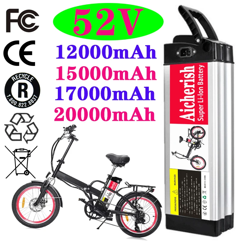 Aicherish 52V 15Ah Silver Fish Style Electric Bicycle Battery 58.8V 500W Lithium Battery With Aluminum Case With Anti-Theft Lock
Aicherish 52V 15Ah Silver Fish Style Electric Bicycle Battery 58.8V 500W Lithium Battery With Aluminum Case With Anti-Theft Lock