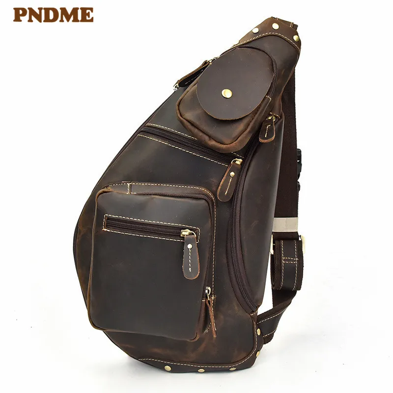 High quality crazy horse cowhide men's chest bag vintage designer luxury multi pocket genuine leather sport big messenger bags
High quality crazy horse cowhide men's chest bag vintage designer luxury multi pocket genuine leather sport big messenger bags