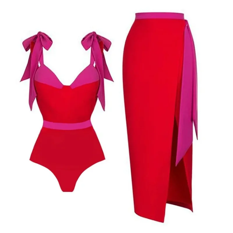 One-piece Swimsuit Color Matching Bow Tie Bikini Swimwear Set Summer Beach Wear Cover Up for Beauty Women
One-piece Swimsuit Color Matching Bow Tie Bikini Swimwear Set Summer Beach Wear Cover Up for Beauty Women