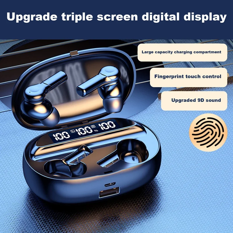 Wireless Bluetooth Headphones In-Ear Sport Wireless Headset With LED Digital Display Large-Capacity Charging Bin
Wireless Bluetooth Headphones In-Ear Sport Wireless Headset With LED Digital Display Large-Capacity Charging Bin