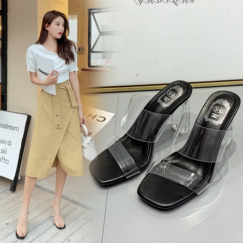 Transparent High-heeled Slippers Women's Summer Net Red Fashion New One Line Belt Crystal Sandals 2022
Transparent High-heeled Slippers Women's Summer Net Red Fashion New One Line Belt Crystal Sandals 2022