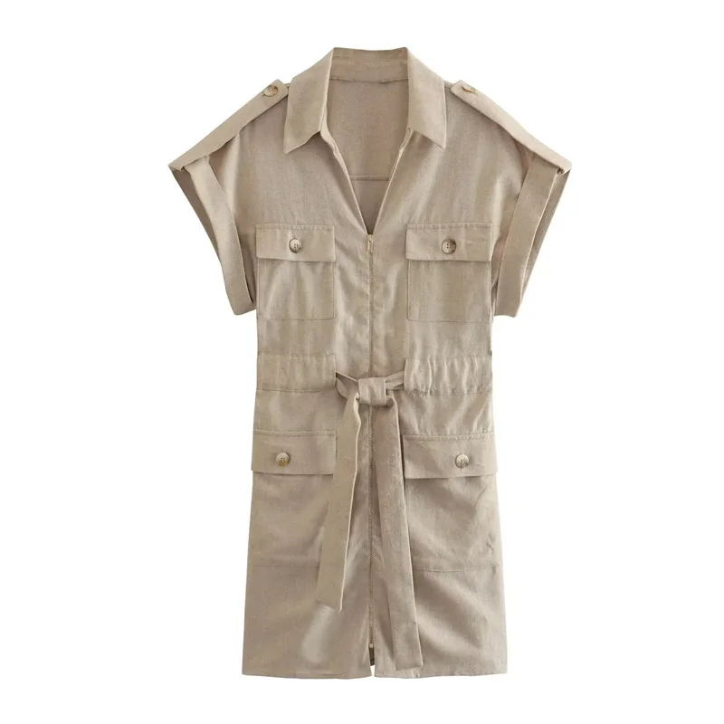TRAF Cargo Dress For Woman 2023 Summer Casual Lapel Collar And Short Cuffed Sleeves Front Flap Patch Pockets With Buttons Dress
TRAF Cargo Dress For Woman 2023 Summer Casual Lapel Collar And Short Cuffed Sleeves Front Flap Patch Pockets With Buttons Dress